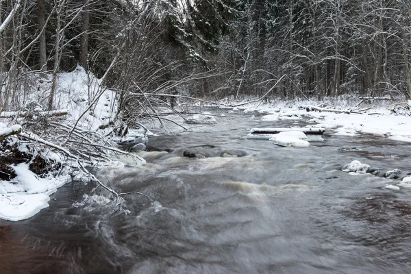 Donmuş kış nehir manzarası — Stok fotoğraf