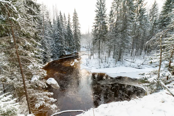 Bevroren rivier winterlandschap — Stockfoto