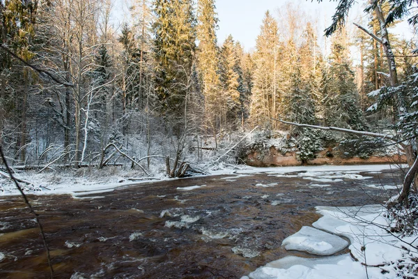 Invierno congelado río paisaje — Foto de Stock