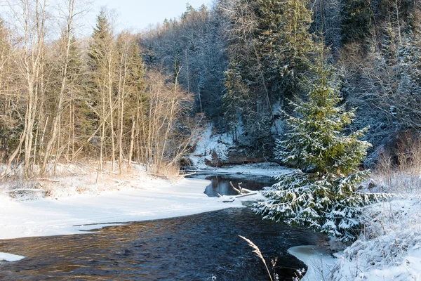 Invierno congelado río paisaje — Foto de Stock