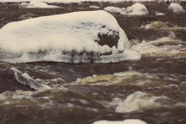 Abstract frozen ice textures in the river - retro vintage — Stock Photo, Image