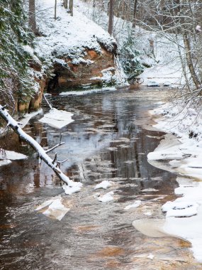 Donmuş kış nehir manzarası