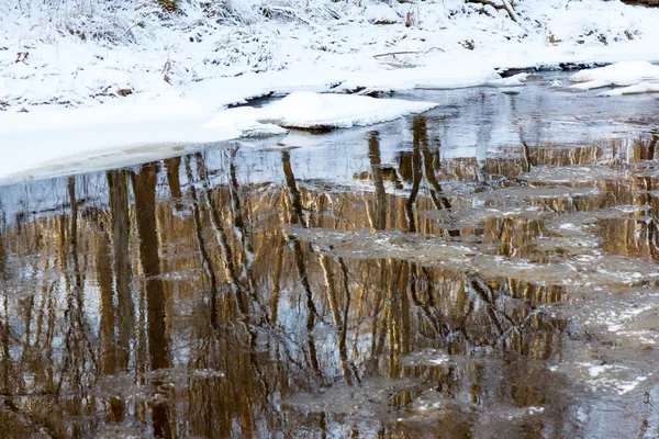 Zugefrorene winterliche Flusslandschaft — Stockfoto