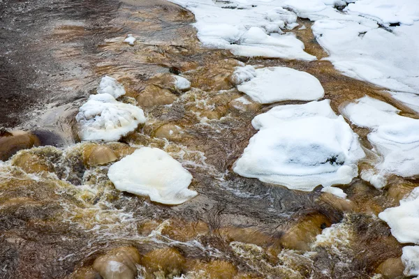 Abstrakte gefrorene Eisstrukturen im Fluss — Stockfoto