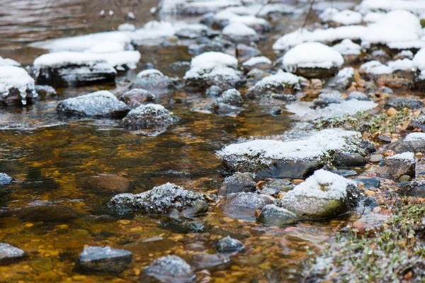 Texturas de hielo congeladas abstractas en el río — Foto de Stock