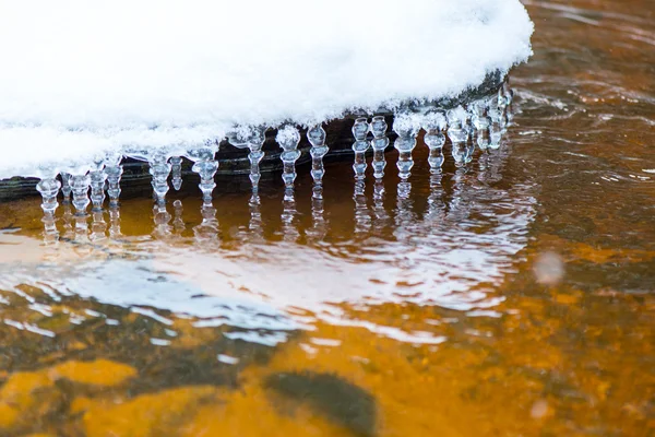 Abstrakte gefrorene Eisstrukturen im Fluss — Stockfoto