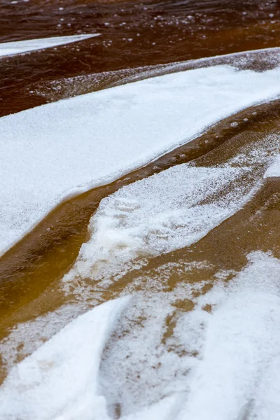 Abstrakte gefrorene Eisstrukturen im Fluss - Retro-Vintage — Stockfoto