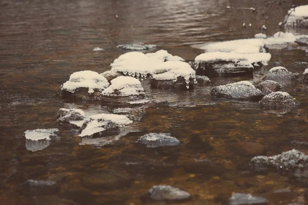 Abstraktní zmrzlého ledu textury v řece - retro vinobraní — Stock fotografie