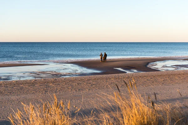 Zugefrorener Strand in der Nähe von Werft und Seehafen — Stockfoto