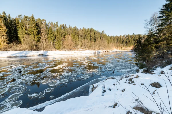 冬日冰冻的河流 — 图库照片