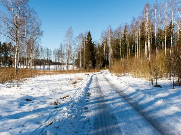 Icy winter road — Stock Photo, Image