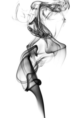 beyaz arkaplanda siyah duman 