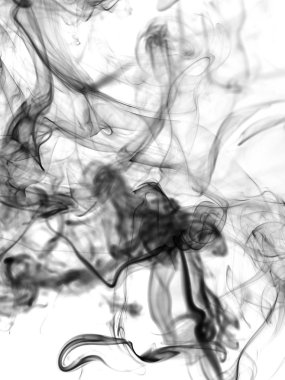 beyaz arkaplanda siyah duman 