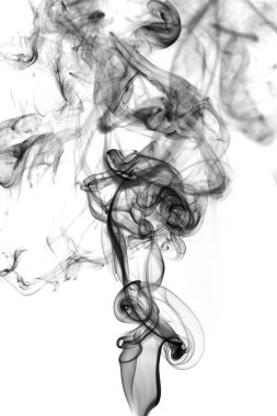 beyaz arkaplanda siyah duman 