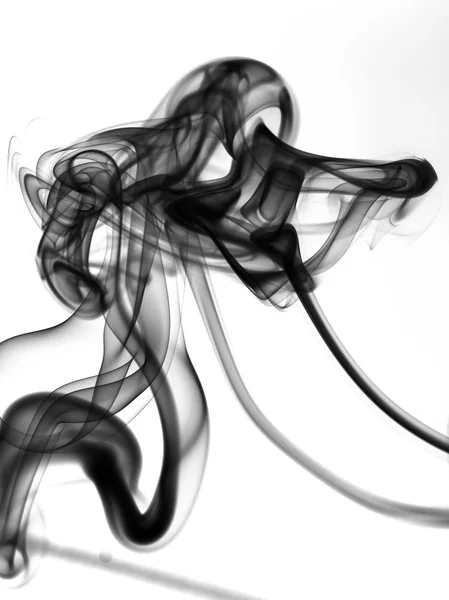 Black smoke on white background — Stock Photo, Image