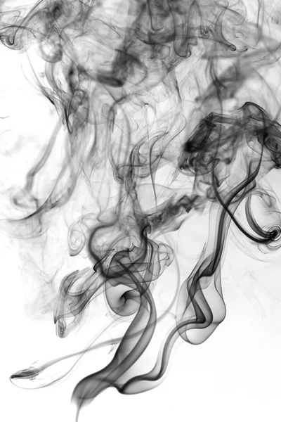 Černý kouř na bílém pozadí — Stock fotografie