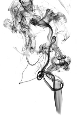 beyaz arkaplanda siyah duman 