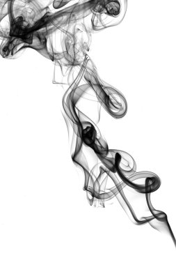 beyaz arkaplanda siyah duman 