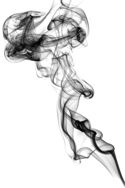 beyaz arkaplanda siyah duman 