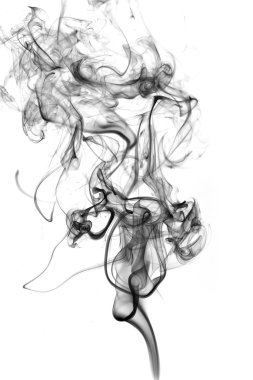 beyaz arkaplanda siyah duman 