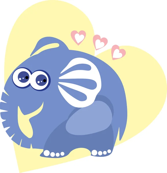 Elefante lindo enamorado - ilustración vectorial — Vector de stock