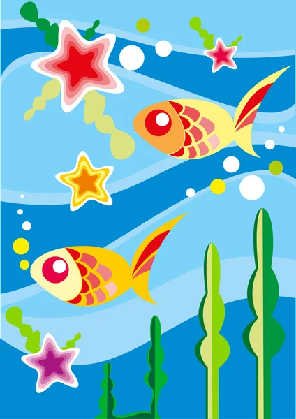 Peces submarinos - ilustración vectorial — Archivo Imágenes Vectoriales