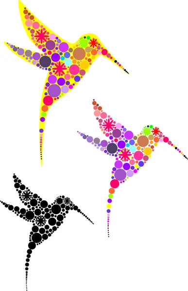 Conjunto de vectores de colibríes ornamentados abstractos — Archivo Imágenes Vectoriales