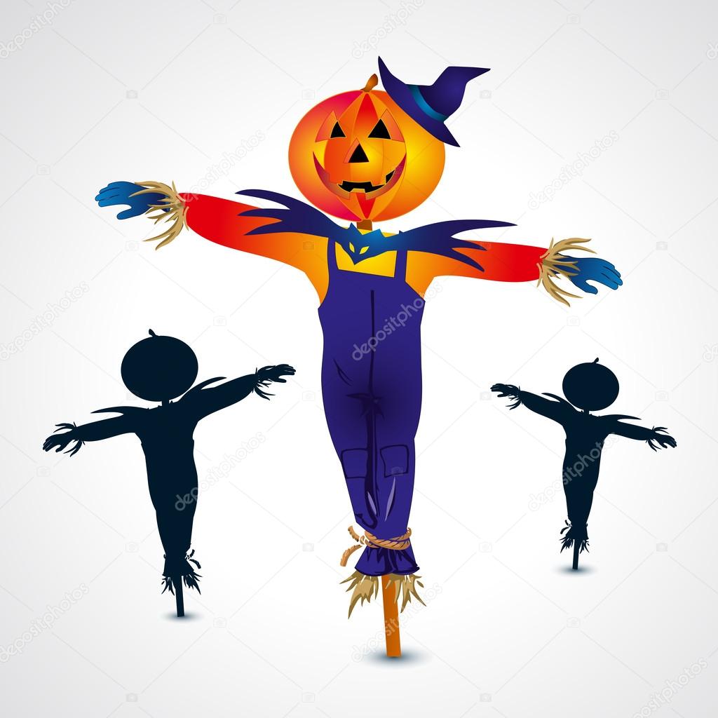 Scarecrows halloween symbol - vector illustration