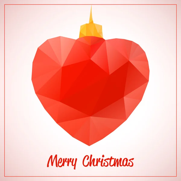 Gott nytt år och god jul abstrakt vektor symbol - röda trianglar leksak eller boll - romantiska hjärta — Stock vektor