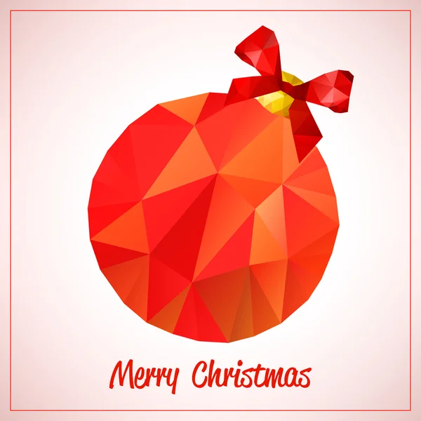 Gott nytt år och god jul abstrakt vektor symbol - röda trianglar leksak eller boll med rosett — Stock vektor