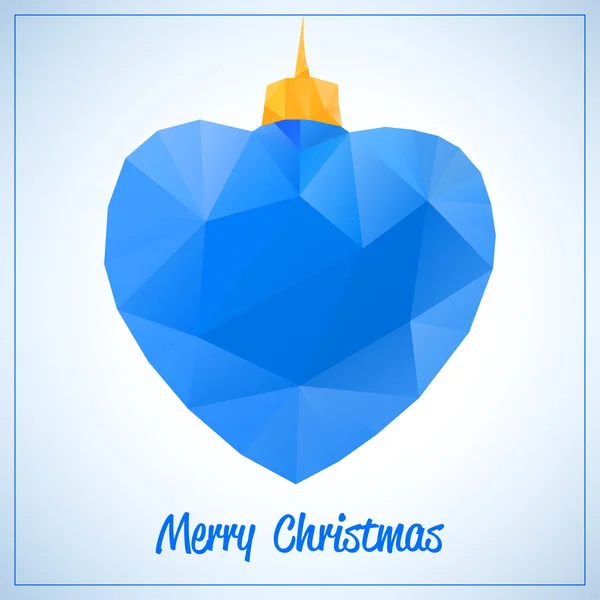Happy New Year en Merry Christmas abstract vector symbool - blauwe driehoekjes speelgoed of een bal - romantische hart — Stockvector