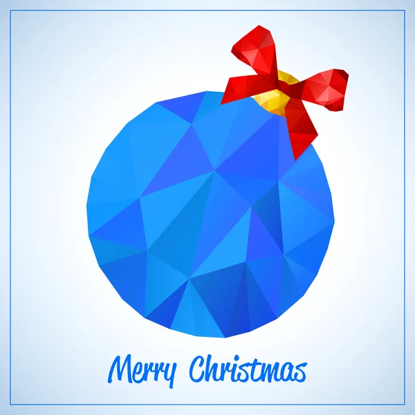 Bonne année et Joyeux Noël symbole vectoriel abstrait - bleu triangles jouet ou balle avec arc — Image vectorielle