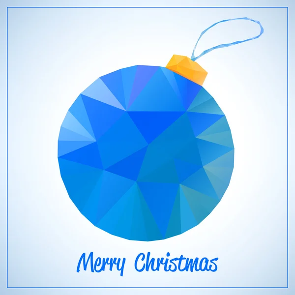 Bonne année et Joyeux Noël symbole vectoriel abstrait - bleu triangles jouet ou balle avec fil — Image vectorielle