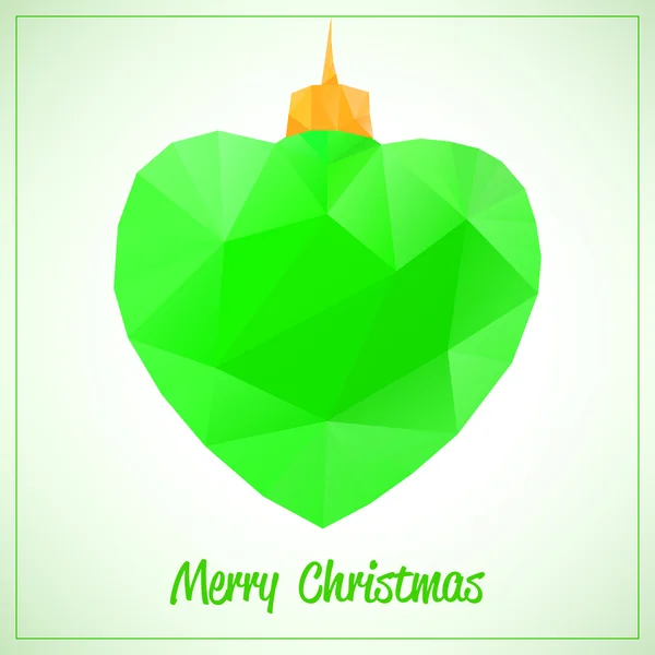 Happy New Year en Merry Christmas abstract vector symbool - groene driehoekjes speelgoed of een bal - romantische hart — Stockvector