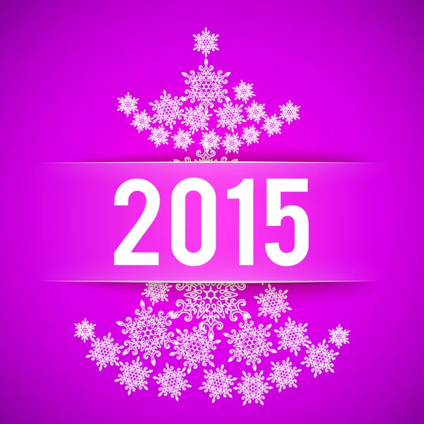 Happy New Year and Merry Christmas violet vector background with fir-tree from snowflakes 2015 — Stock Vector