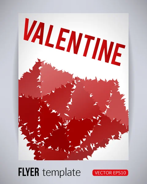 Happy valentines day party poster broschüre design template mit abstrakten roten geometrischen flauschigen gebrochenem Herzen. Typografie Flyer Einladung Vektor Illustration — Stockvektor