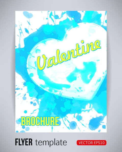 Buon San Valentino partito blu poster brochure modello di design con il cuore da schizzi. Volantino tipografico invito vettoriale illustrazione — Vettoriale Stock