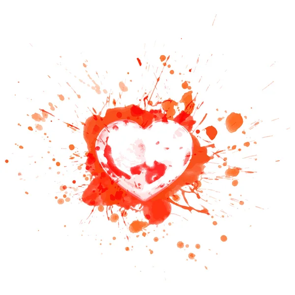 Ματωμένη καρδιά σε κόκκινο πιτσιλιές και σπορ - εικονογράφηση φορέας — Διανυσματικό Αρχείο