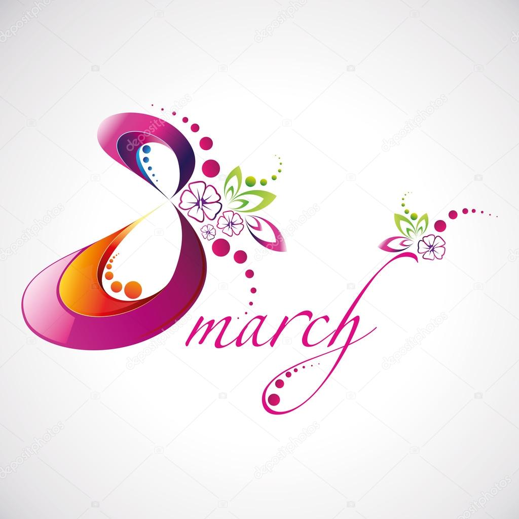 Vector illustration of Women's Day 8 March beautiful logotype for your design