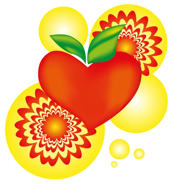 Apple hart met flash arnament symbool - vectorillustratie — Stockvector