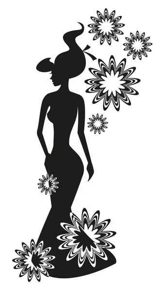 Silhouette schöne Frauen mit Sternen - Vektorillustration — Stockvektor