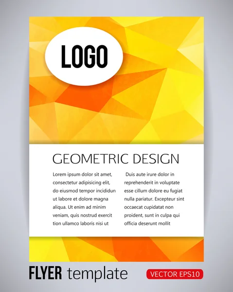 Oranje en gele geometrische brochure en flyer ontwerpsjabloon, vectorillustratie — Stockvector