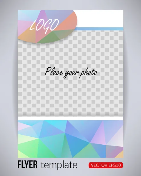 Multicolor geometrisch ontwerp brochure en flyer-sjabloon met foto, vectorillustratie — Stockvector