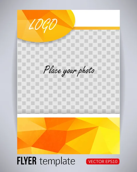Жовтий і помаранчевий геометричний прямокутний і овальний дизайн брошури і флаєра з фото, Векторні ілюстрації — стоковий вектор