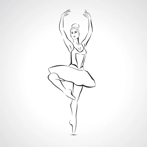 Silhueta bela bailarina jovem em pose de balé - ilustração vetorial — Vetor de Stock