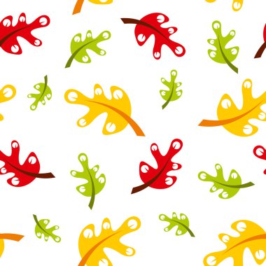 Sarı, yeşil ve mor Meşe yaprağı - vektör çizim seamless modeli