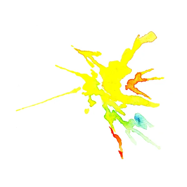 Pintura moderna - fondo acuarela abstracta - salpicaduras amarillas, gotas sobre papel o lienzo, ilustración vectorial — Archivo Imágenes Vectoriales