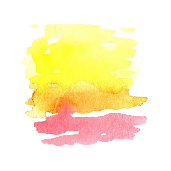 Pintura moderna - fondo de acuarela abstracta de amarillo a rosa sobre lienzo o papel - ilustración vectorial — Vector de stock