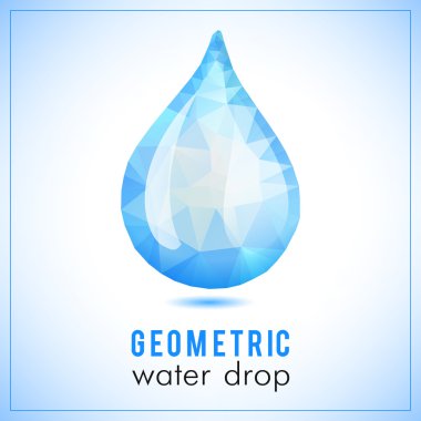 Beautiful blue triangle geometrical water drop - vector polygonal symbol clipart