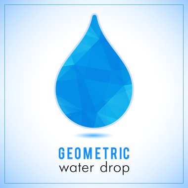 Beautiful blue triangle geometrical water drop logo - vector polygonal symbol clipart